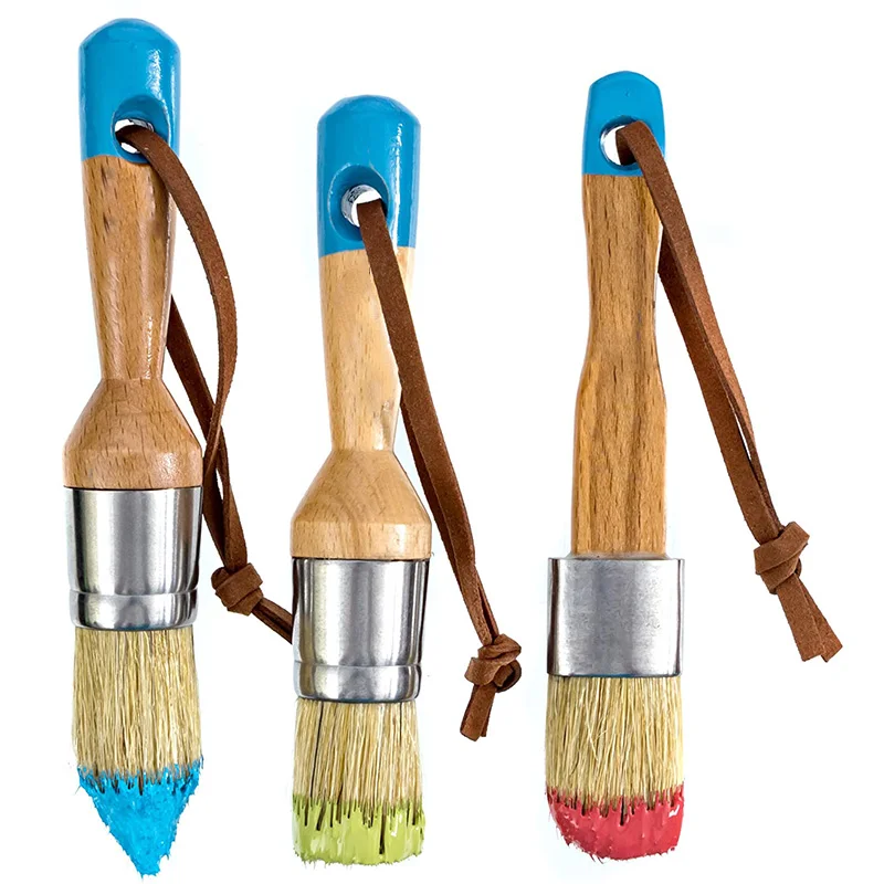 

Chalk & Wax Hand Made Pure Bristle Brush Set - Ergonomic Handles - Handmade(3 Piece)