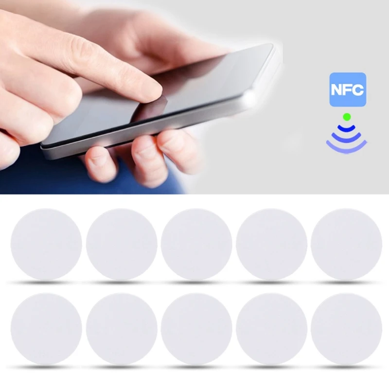 

10pcs 25mm Waterproof Coin Shape Cards Rewritable Blank White NFC 215 Cards For Outdoor Smart Advertising Applications For W89C
