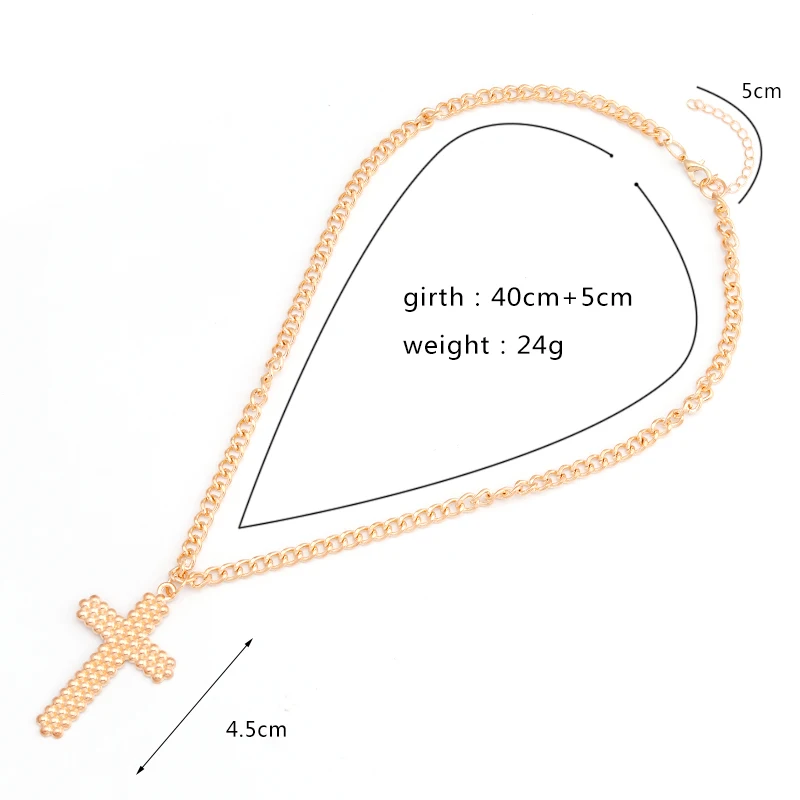 

Simple Style Long Statement Alloy Cross Clavicle Chain Jewelry Gold Color Pendants Necklaces for Women Men Lover Gifts