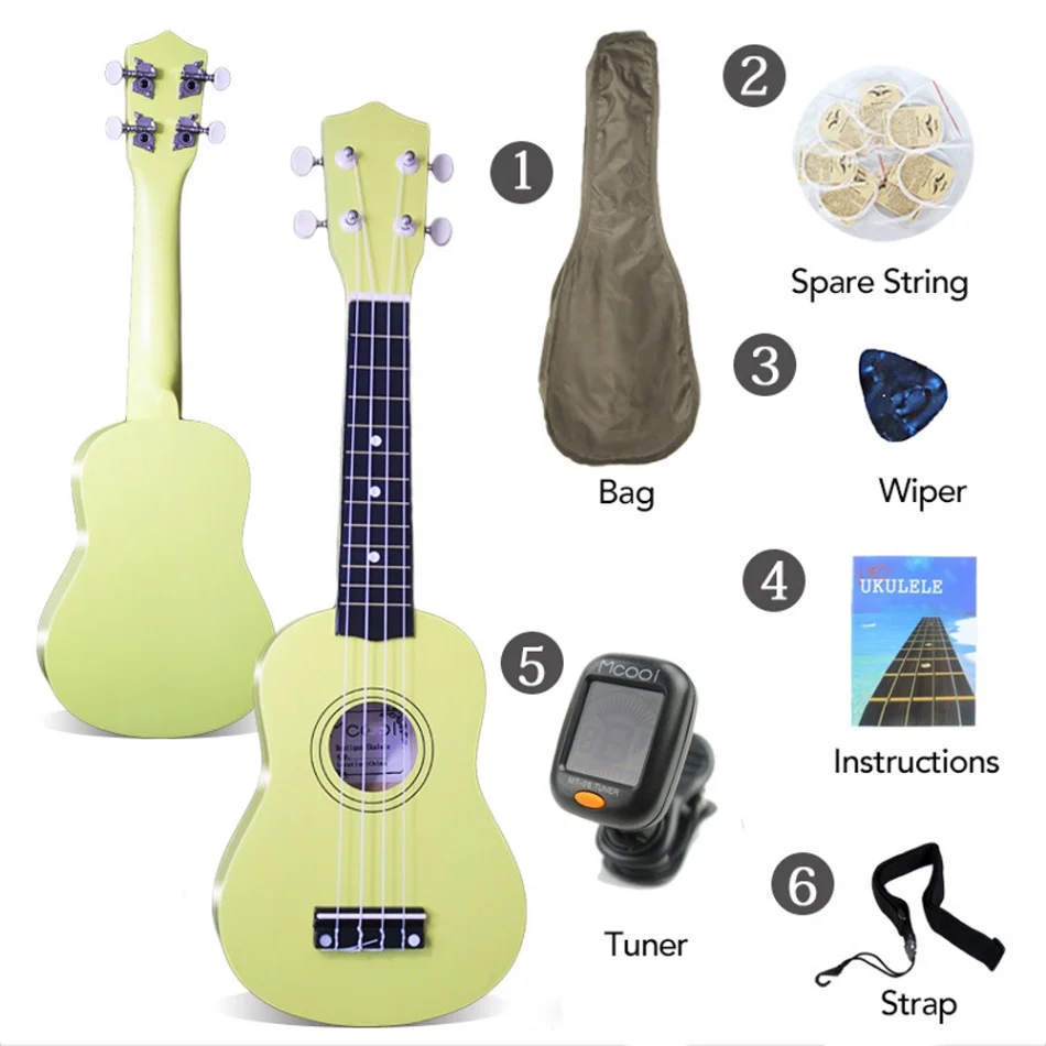 2" Гавайская гитара Ukulele Soprano акустика нейлон 4 строки инструмент укулеле из красного дерева сопрано для начинающих миниатюрная гитара укулеле высокое качество - Цвет: Цвет: желтый
