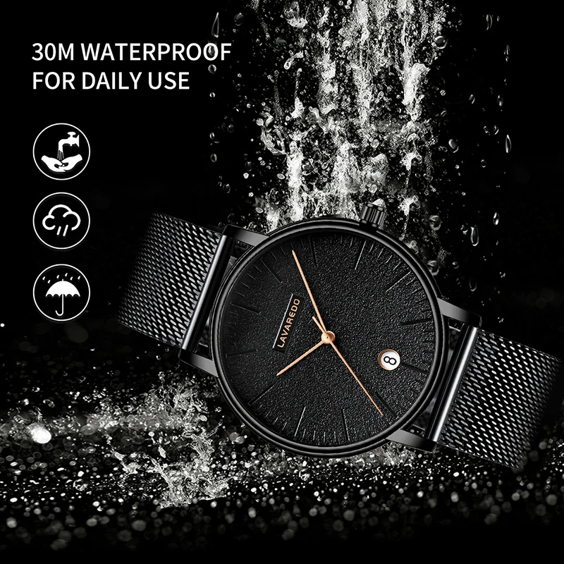 Lavaredo новые модные мужские часы тонкие сетчатые водонепроницаемые кварцевые для