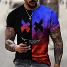 Мужская футболка с 3D-принтом злого смайлика, Повседневная футболка с круглым вырезом, лето 2021