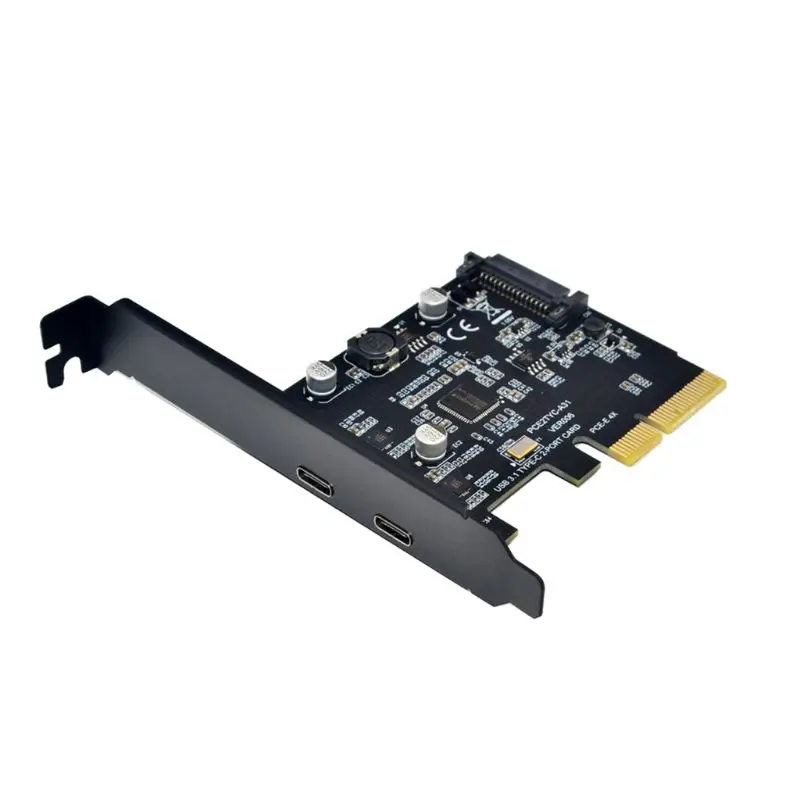 

USB 3.1 to Type-C 2 Port Expansion Card PCI-E 4X to USB 3.1 Gen2 10Gbps USB C Adapter for Desktop PC Computer