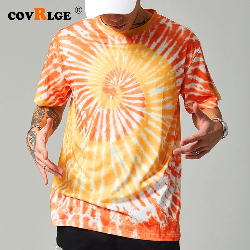 

Printed color wave tie-dye men's loose short-sleeve T-shirt Festival Running Shirt Fashion Hip Hop Streetwear Tee Tops MTS571