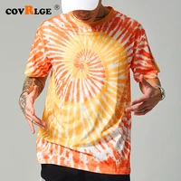 printed color wave tie dye mens loose short sleeve t shirt festival running shirt fashion hip hop streetwear tee tops mts571