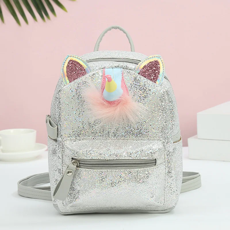 Unicorn sequin schoolbag  multi color kids bag small backpack for women girls  kindergarten kawayi cute bagpack pink bookbag