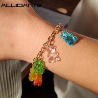 boho candy color cute jelly bear charm bracelets for women creative fun children hand chain gift y2k summer vacation jewelry hot