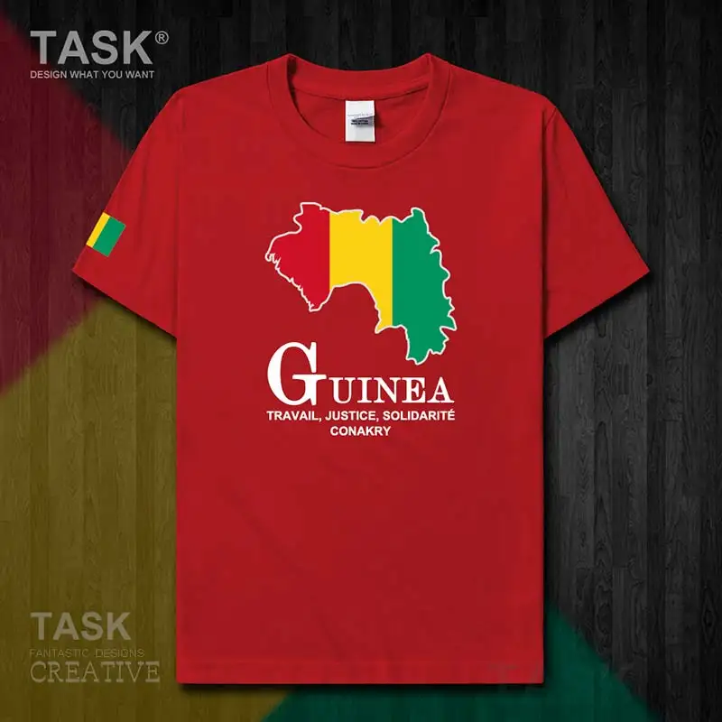 Republic of Guinea Guinean GN national team Conakry mens new t shirt top Short Sleeve sports clothes summer cotton t-shirt 50 | Мужская