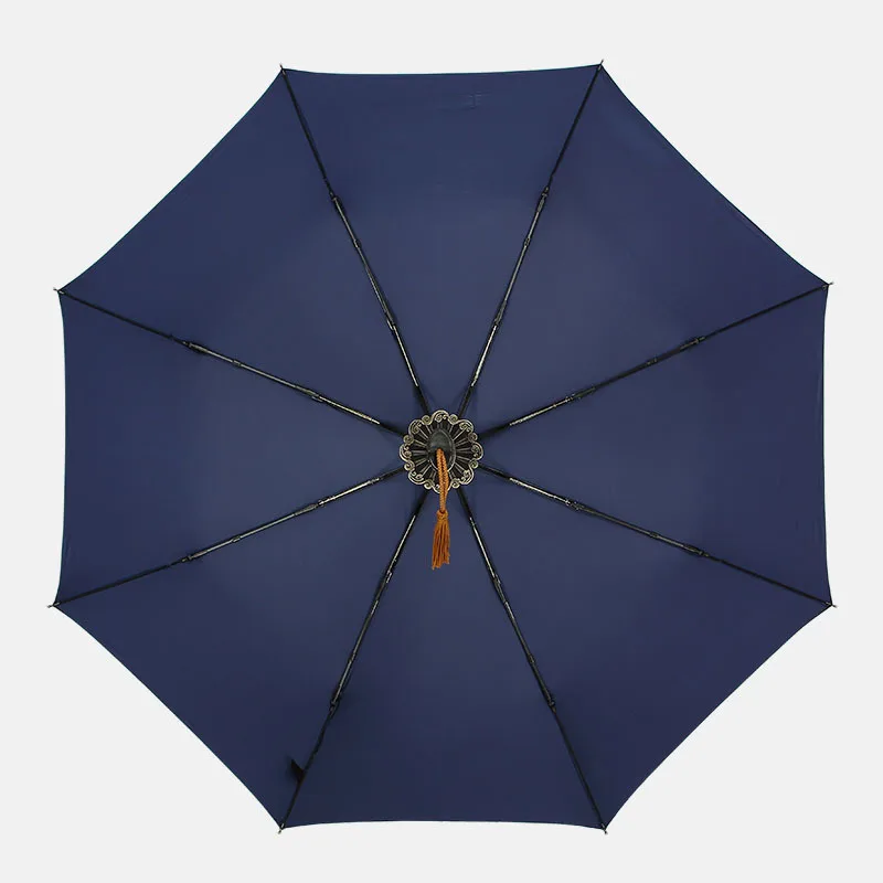 Fully Automatic Samurai Umbrella Rain Men Three-folding Sword Shape Black Japanese Katana Umbrella