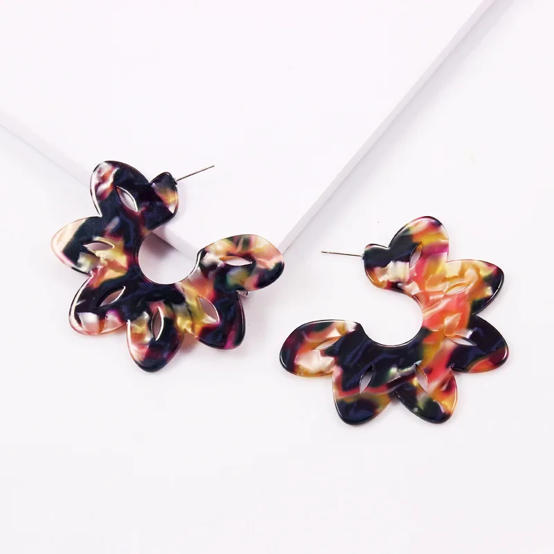 Женские акриловые богемные серьги с большим цветком Za леопардовые длинные