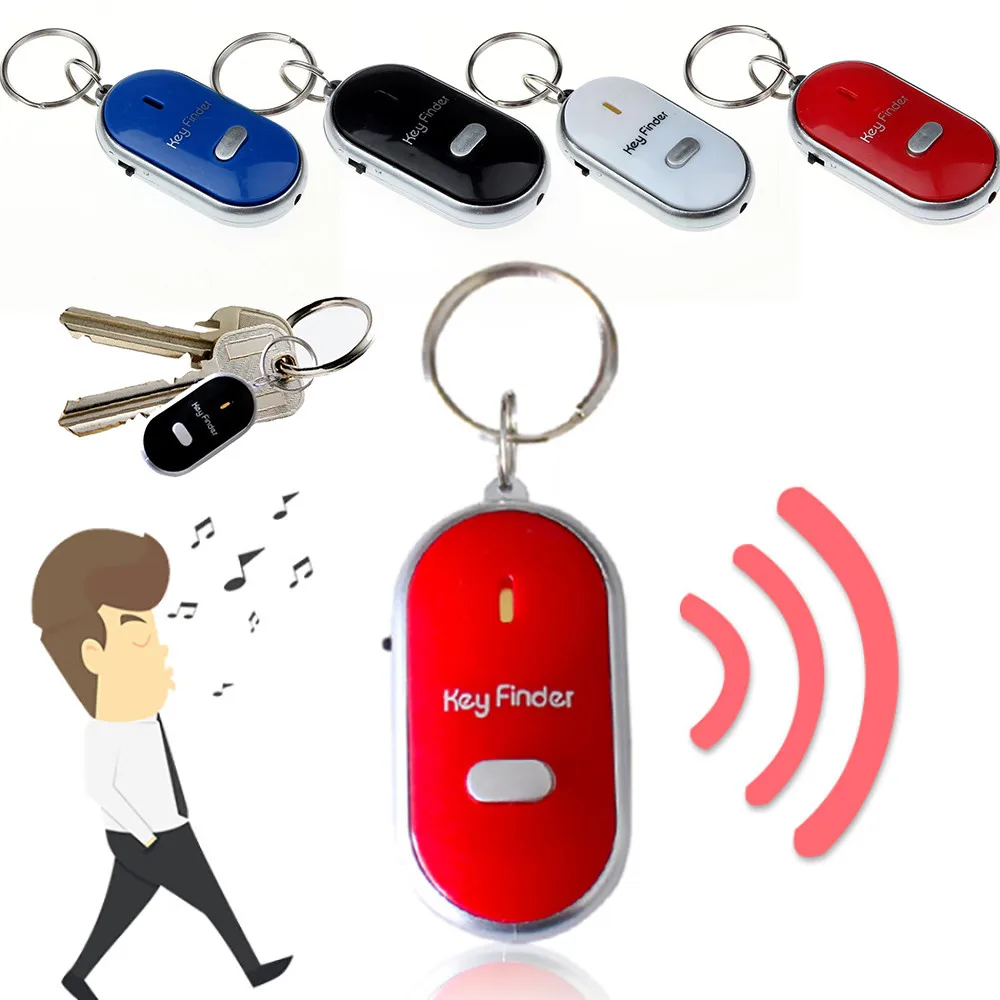

Led Light Torch Remote Sound Control Lost Key Fob Alarm Locator Keychain Whistle Finder Old Age Anti-lost Alarm 40mr29