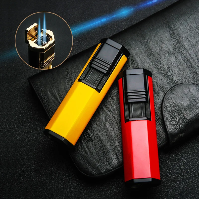 

Cigar Pipe Lighter Fashion Double Row In-line Spray Gun Inflatable Metal Lighter Compact and Portable Butane Lighter