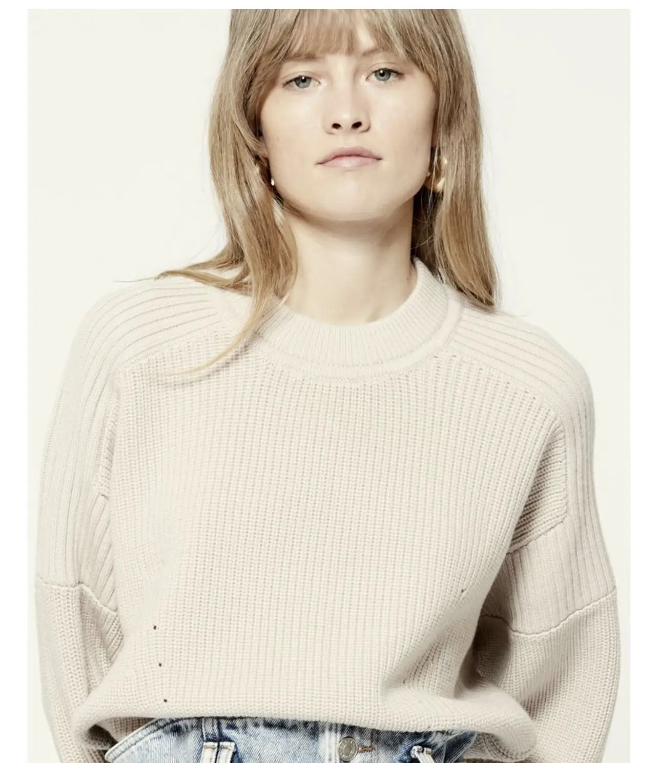 

100% Merino Wool Yarn Autumn and Winter New Hollow Embellishment Loose Pullover Sweater