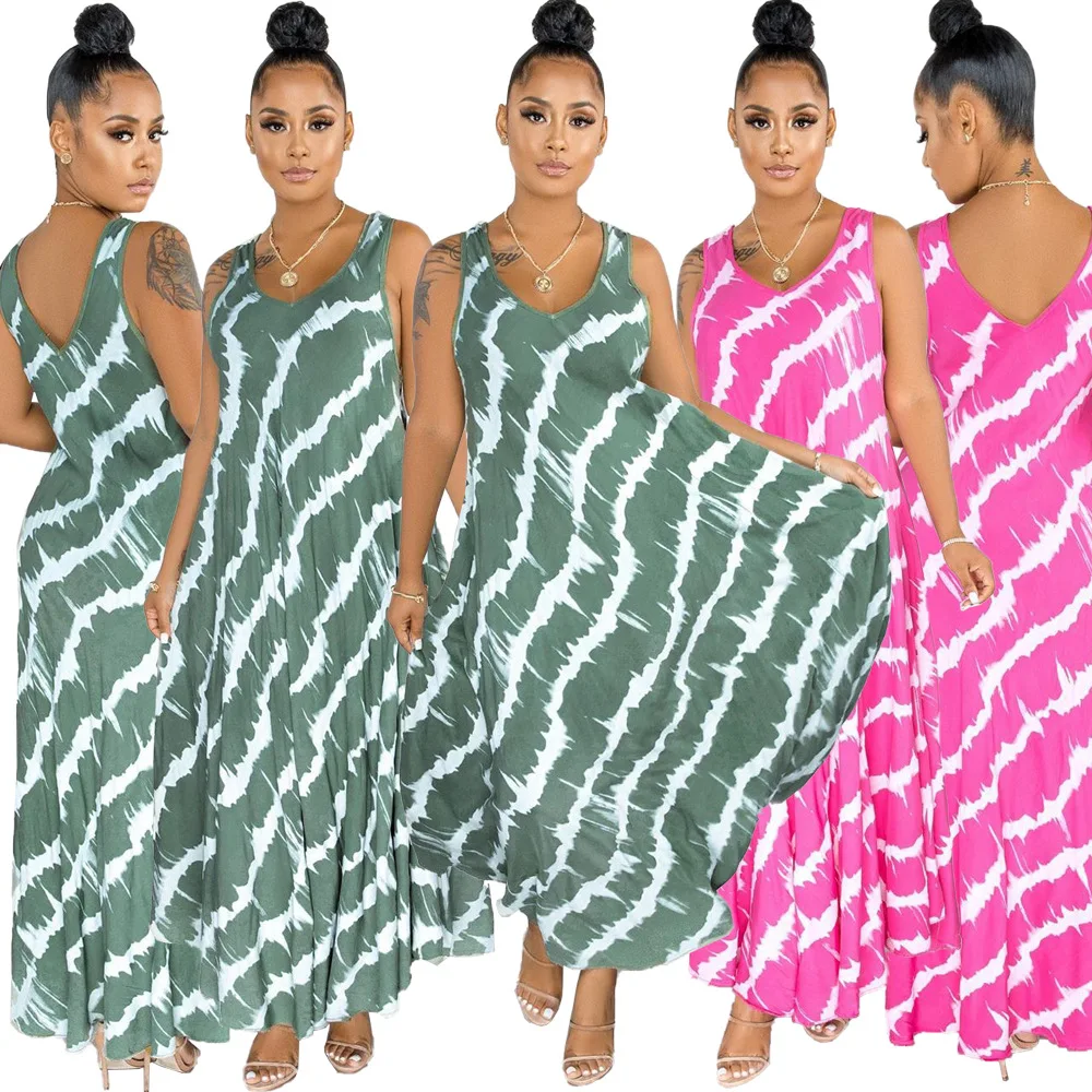 

European and American sexy women's summer fashion personality party dress vest print dress