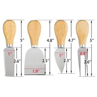hot sell 4 piece cheese knives set with wooden handle unique stainless steel cheese knife collection knife tool set