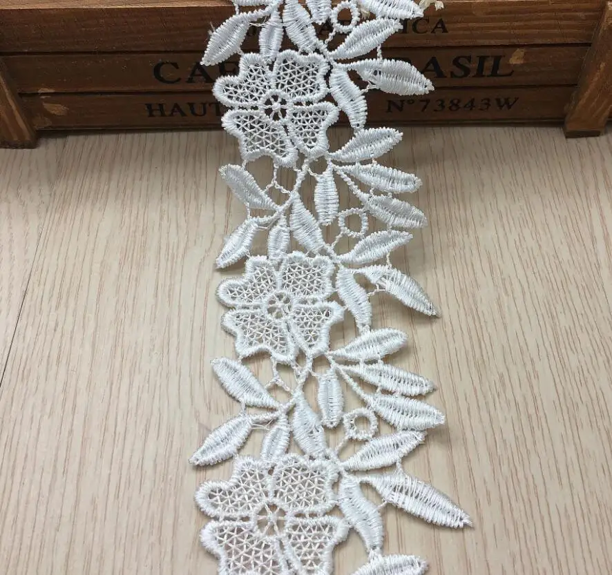 white 1 ярд/2 ярда черные белые кружевные аппликации кружевная тесьма ткань отделка ленты DIY Швейные материалы ручной работы для поделок - Цвет: white