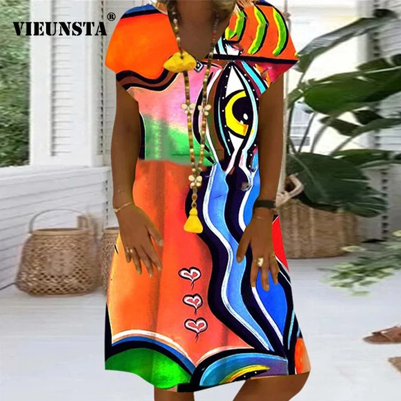 Платье женское в горошек с ромашками модное вечервечерние ретро платье-трапеция