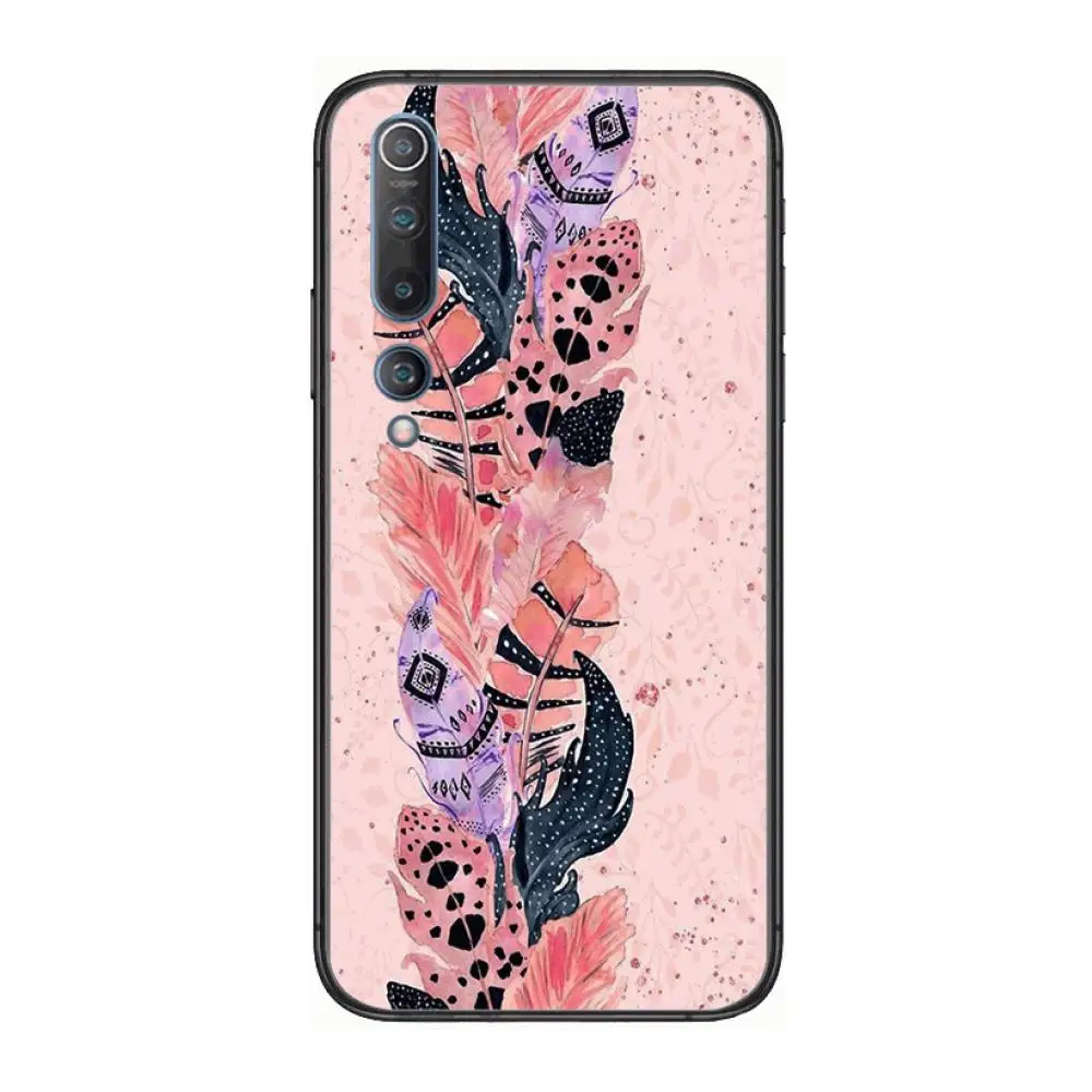 

Feather HD Pretty Phone Case For xiaomi mi11 5g 10 liti Ultra 9Pro SE 3 8 Note Anime Black Cover Silicone Back Pretty tpu
