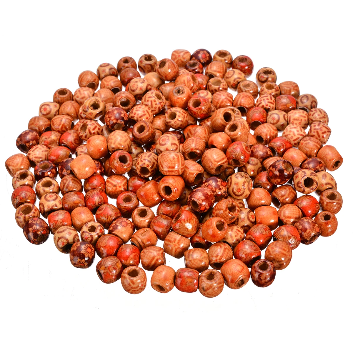 200pcs12mm большое отверстие Бохо деревянные бусины DIY смешанные разбросанные для