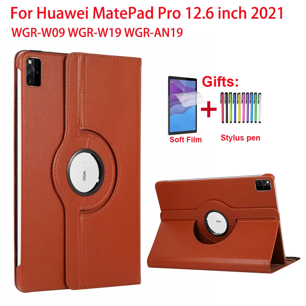 

360 Degree Rotating Stand Cover Case For Huawei MatePad Pro 12.6 inch 2021 WGR-W09 WGR-W19 WGR-AN19 PU Leather Flip Stand Funda