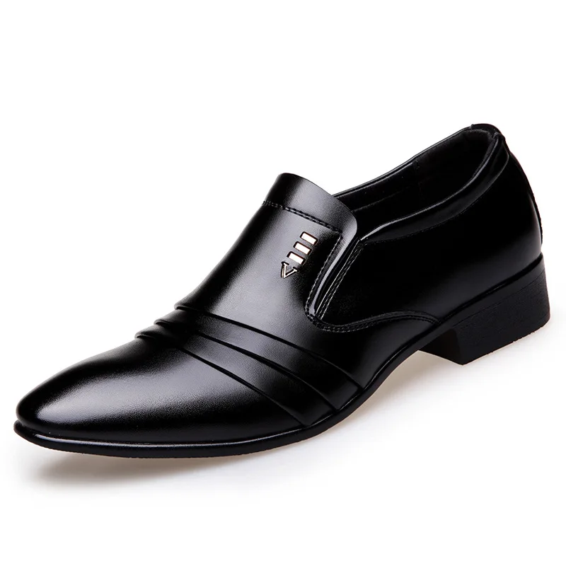 

Brand PU Leather Fashion Men Business Dress Loafers Pointy Black Shoes Oxford Breathable Formal Wedding Shoes jkm89