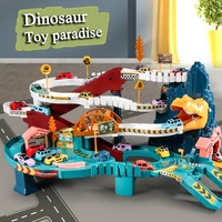 dinosaur rail car toy train adventure car parking lot childrens puzzle 2 3 years old 4 boys
