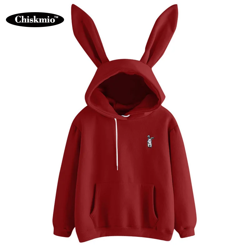 Женская толстовка с капюшоном милыми заячьими ушками Топ длинным рукавом и