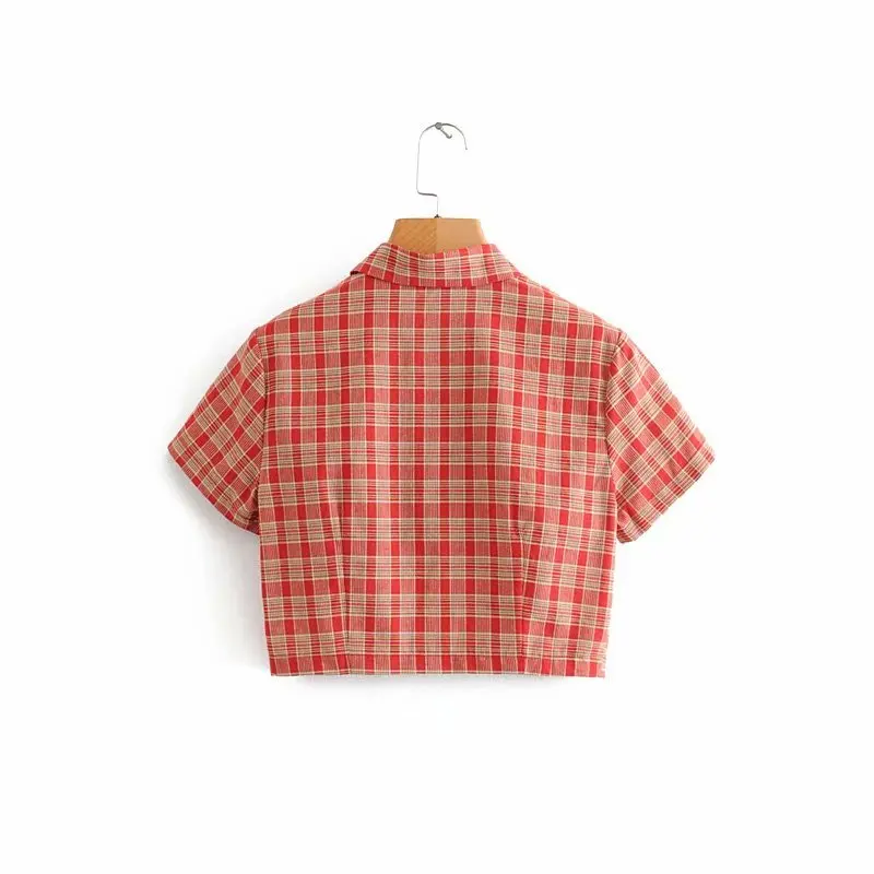 

2021 summer first love retro plaid short shirt + wrap skirt two-piece suit