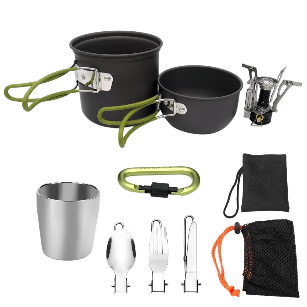 Открытый Кемпинг посуда столовые приборы комплект беспорядок горшок противень