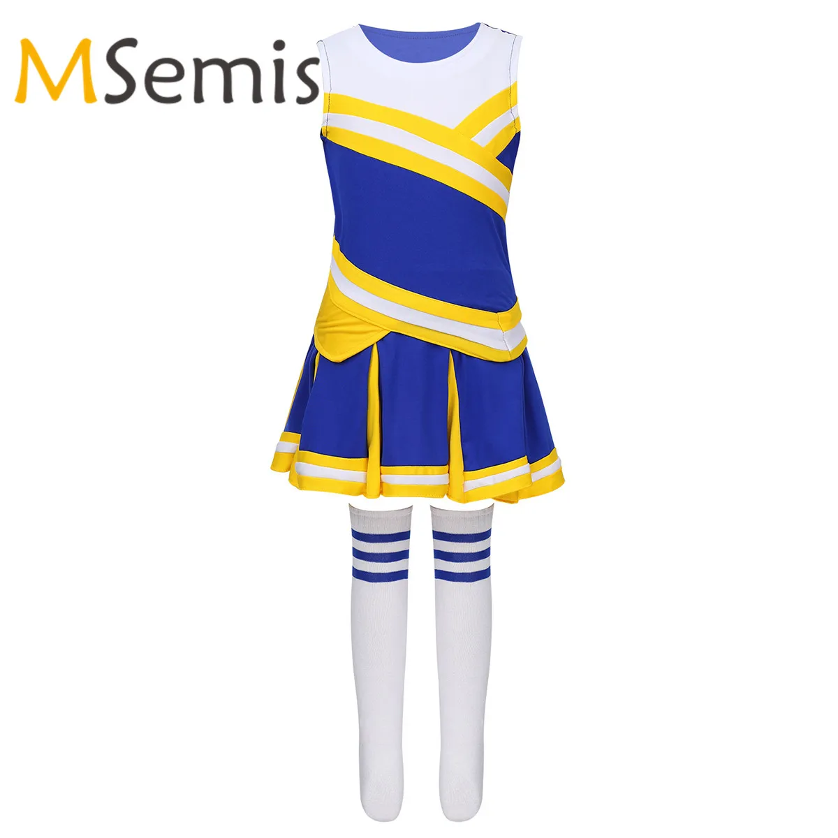 Traje de uniforme de animadora para niños y niñas, conjunto de Top con falda y calcetines, disfraz deportivo de animadora para carnaval