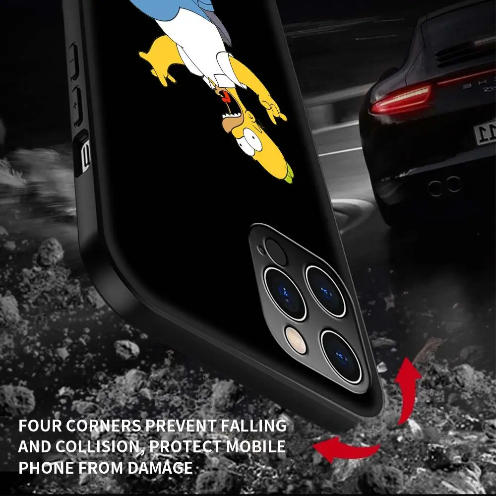 

Luxury Phone Case For iPhone 11 Pro Max Shell For iphone 12 Pro 7 8 Plus SE 2020 X XR XS Black Cover Simpson boys Funny Bart
