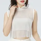 Корейский эластичный Женский пуловер с оборками и воротником-фальш