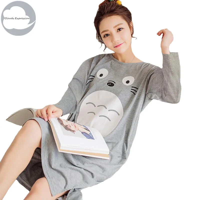 Женская ночная рубашка из хлопка Повседневная Свободная для девочек|Ночные