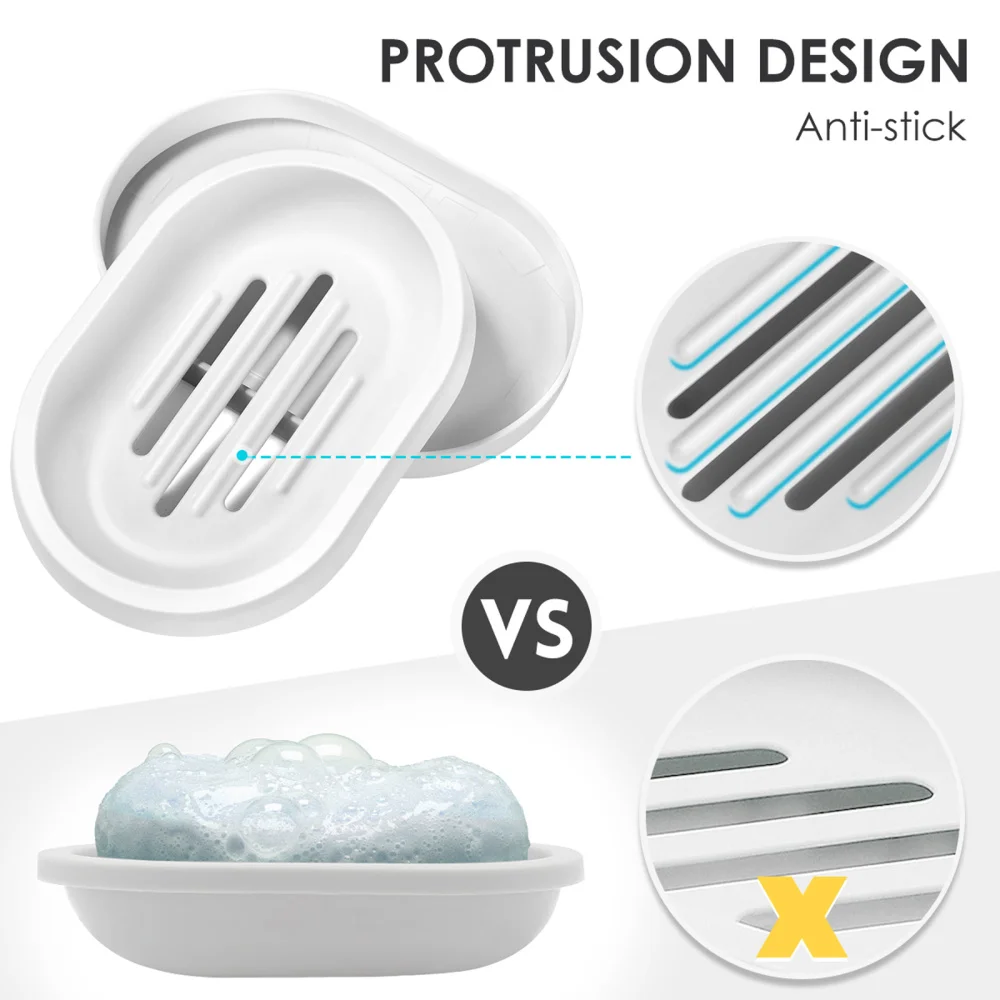 

HOMEMAXS 3pcs Soap Holder Lightweight Portable Soap Saver Easy Cleaning Soap Dish with Drain Soap Box for Bathroom Shower Home K