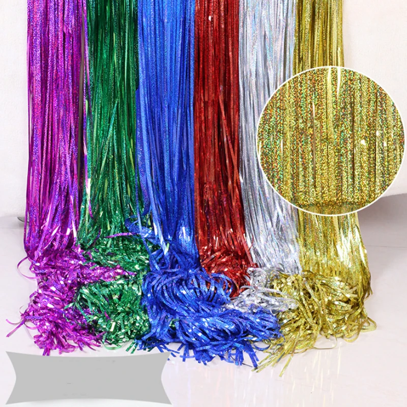 

Laser Tinsel Glitter Curtain Metallic Foil Fringe Shimmer Backdrop Wedding Party Wall Decoration Photo Booth Backdrop Sequin