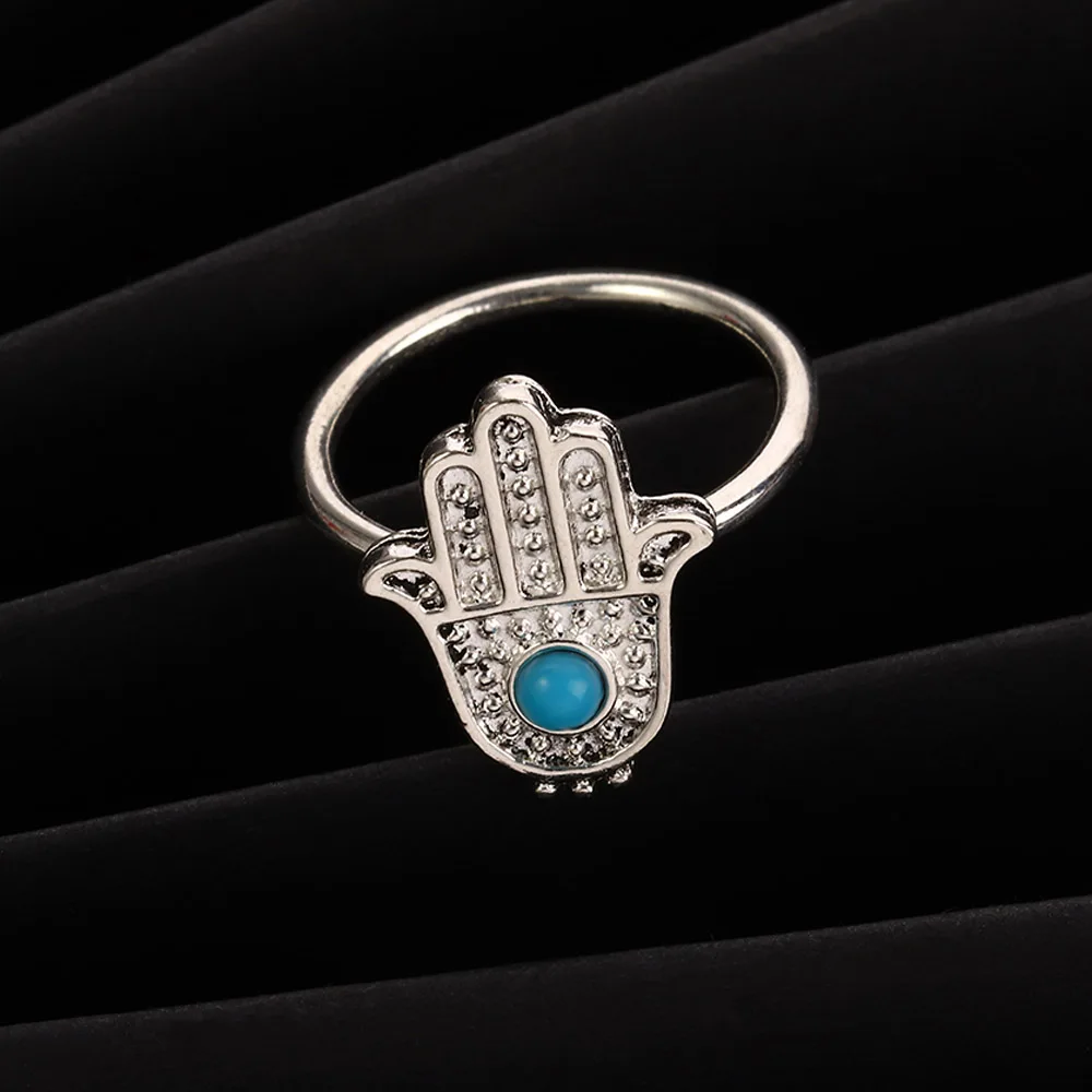 Преувеличенное Ретро женское защитное кольцо рука Фатимы Хамса от дурного глаза