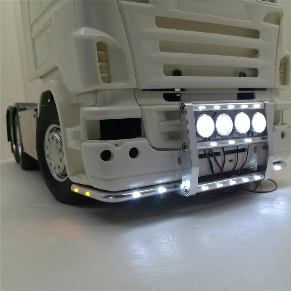 RC Car Front Bumper Light For Tamiya 1/14 Scania 620 56323 730 Series RC Tractor Car Accessories Front Bumper Light Kit