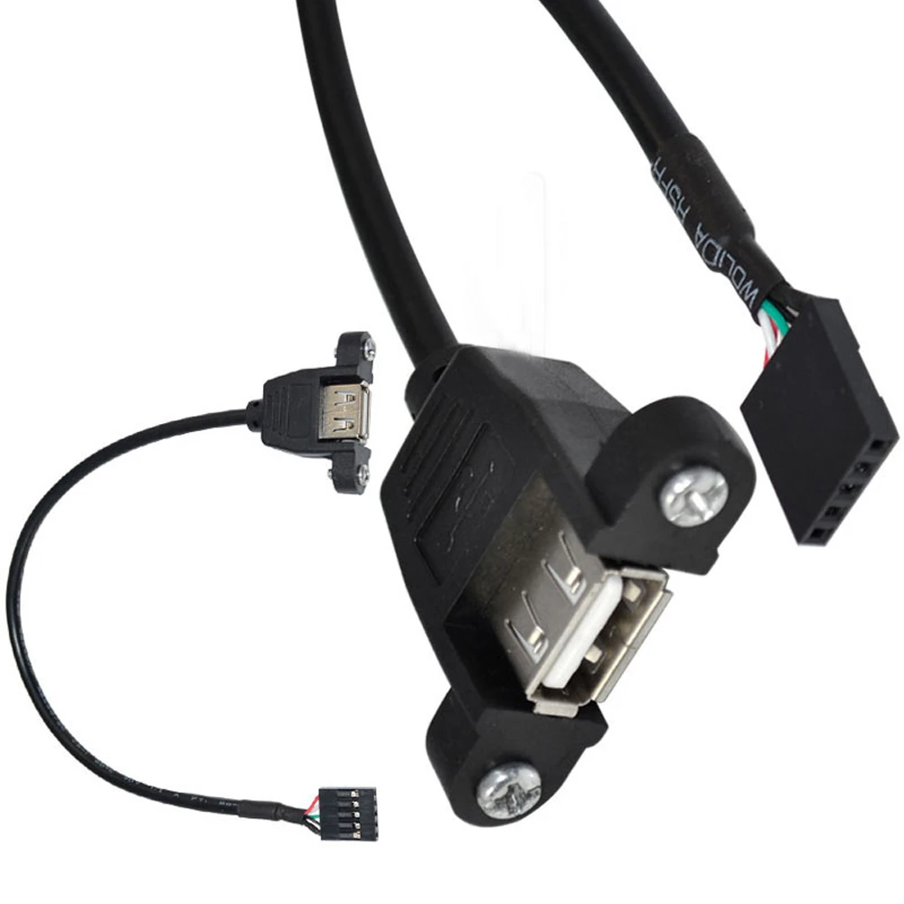 

USB 2.0 A female panel mount to 1x5 Pin F 0.1" header PCB motherboard cable