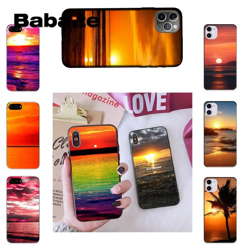 

Babaite Sunset by the sea Phone Case For iPhone 8 7 6 6S Plus X XS MAX 5 5S SE XR 11 11pro promax 12 12Pro Promax coque bling