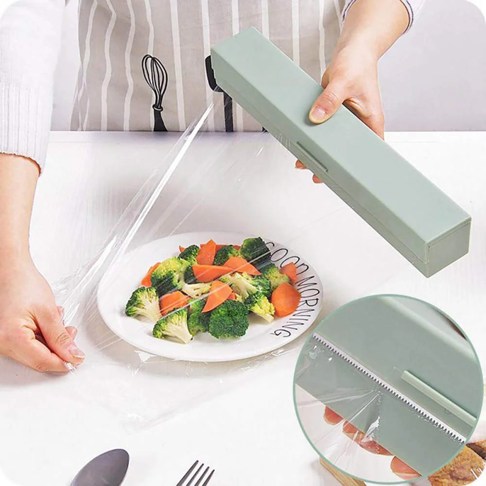 Диспенсер для пластиковой пленки с резаком многоразовый кухонный дозатор липкой