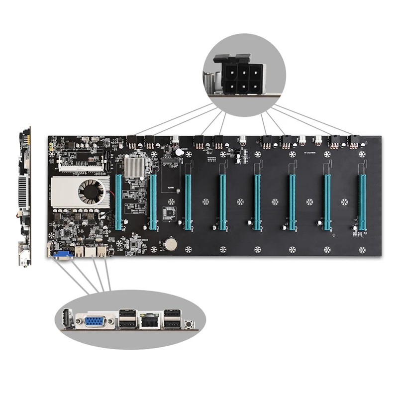 Материнская плата для майнинга BTC 8xpcie 16X адаптер памяти со слотом графической