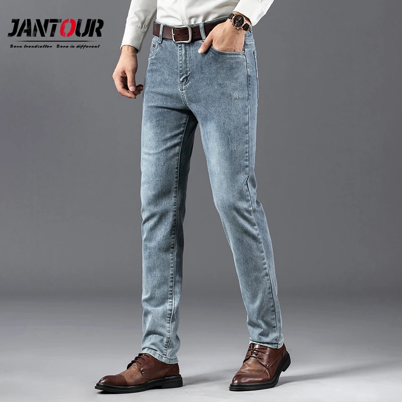 Джинсы Jantour мужские прямые в стиле ретро модная классическая одежда для мужчин