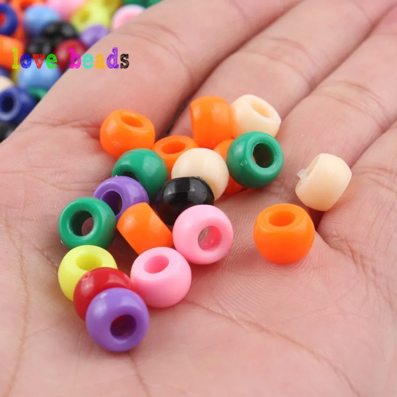 100pcs/lot 6*9mm Mixed Candy Color Acrylic Beads Large Hole Loose Spacer for Jewelry Making DIY Bracelet Frendship Gift | Украшения и