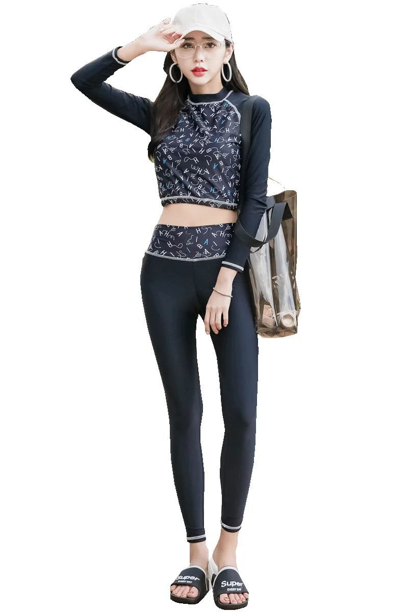 3 шт./компл. купальники с Длинными Рукавами Rashguard женское танкини укороченный топ