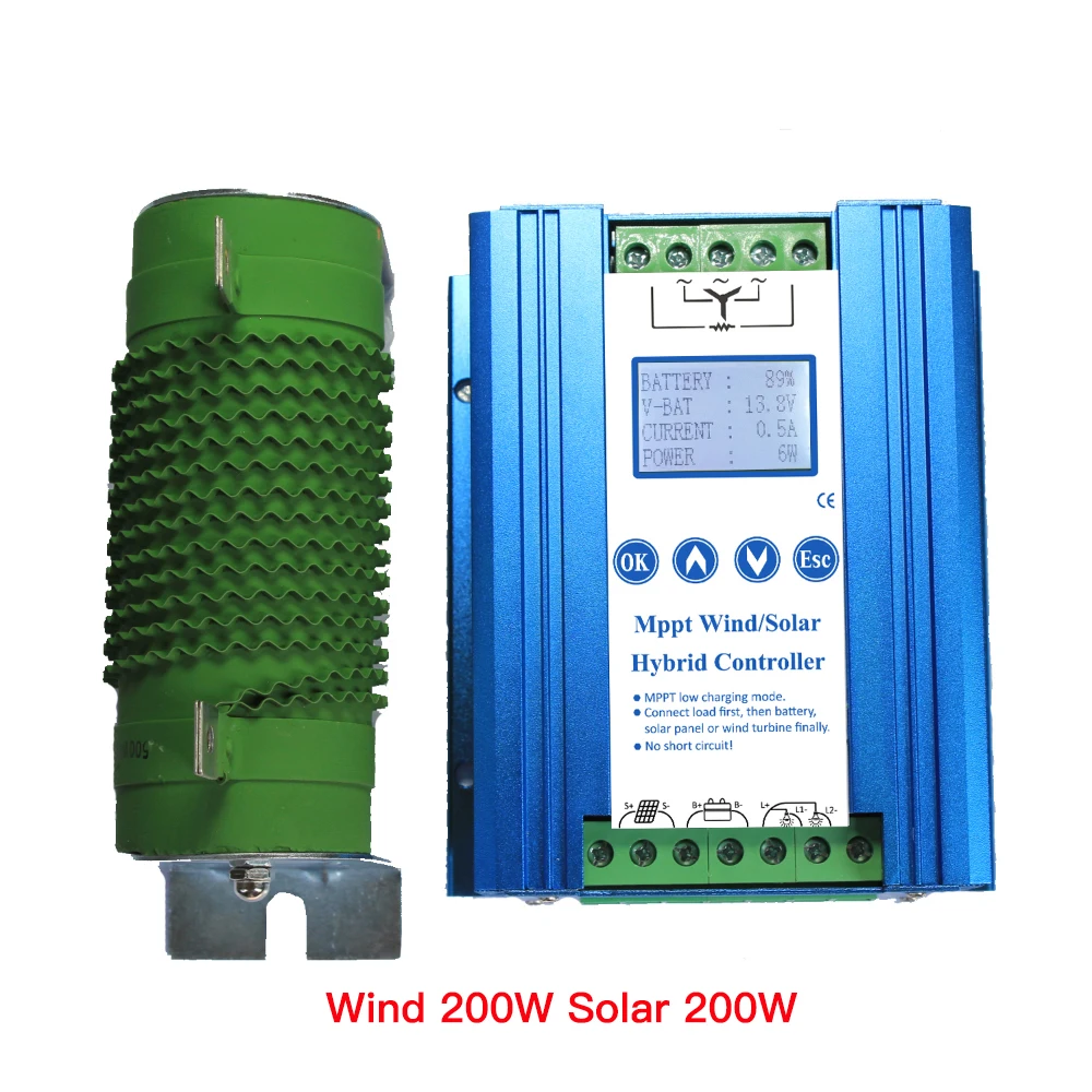 Подходит для работы с литий/свинцово-кислотные батареи 1400W солнечный мррт контроллер ветро-солнечной гибридной бустер 12/24V контроллер с модули выгрузки/загрузки - Цвет: 200W Wind 200W Solar