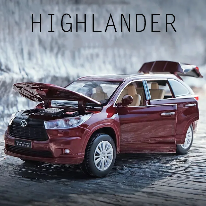 1:32 модель автомобиля Toyota Highlander литая Игрушечная из сплава детские игрушки