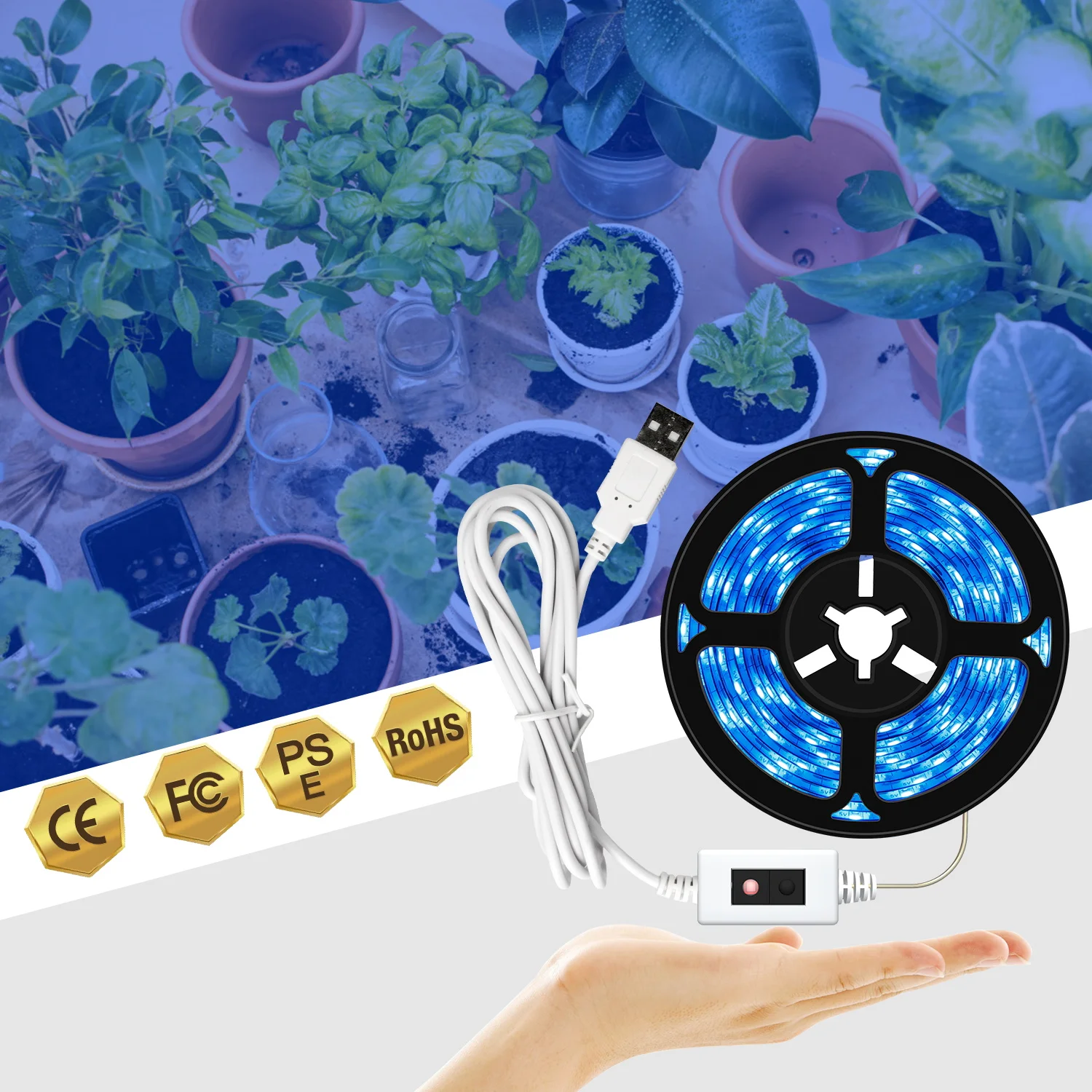 

DC5V LED Grow Light USB Hand Sweep Dimmable Plant Lights Strip Full Spectrum Waterproof Phyto Lamp For Indoor Flower Seedling