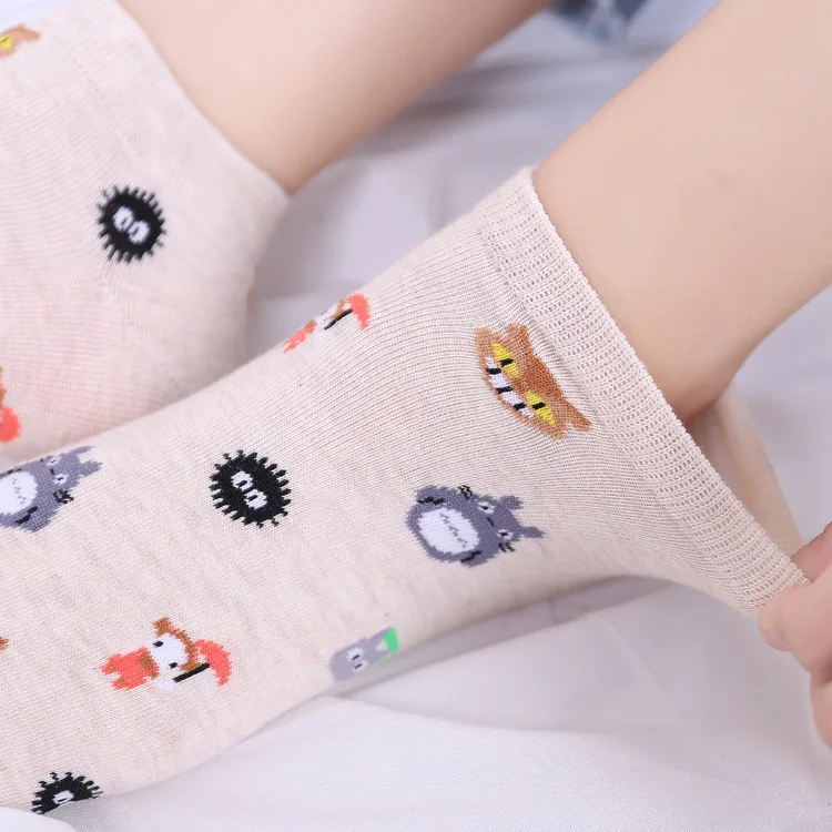 Летние женские носки из хлопка с рисунком Тоторо Kawaii Cat Umbrella Chinchillas Little Totoro