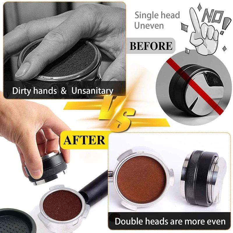 

51mm Coffee Distributor & Tamper,51mm for Delonghi Dedica Portafilter with Silicone Tamper Mat,Adjustable Depth