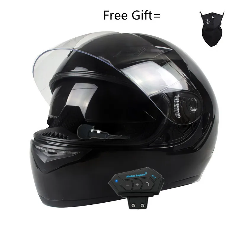 External Bluetooth DOT Approved Motorcycle Full Face Helmets Men Women Racing Motocross With Dual Visor Lens Capac